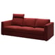 Option: VIMLE red fabric sofa, modern design, 3-seater with headrest.