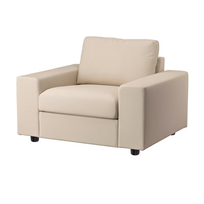 VIMLE chair, beige, modern, square shape, soft fabric, 10-year guarantee.
