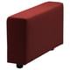 A red, rectangular ottoman with rounded edges and black legs. Its part of the VIMLE collection, designed for comfort and style.