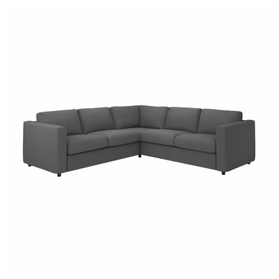 The VIMLE grey l-shaped sofa clean lines and a comfortable design, perfect for modern living spaces.
