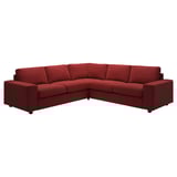 VIMLE red l-shaped sofa, modern minimalist design, velvet fabric.