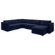 VIMLE sectional sofa, dark blue, modern l-shape design, velvety fabric.