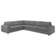 Option: A gray VIMLE sectional sofa with a modern, clean design. Its upholstered in a gray fabric with wooden legs, offering a cozy and spacious seating area.