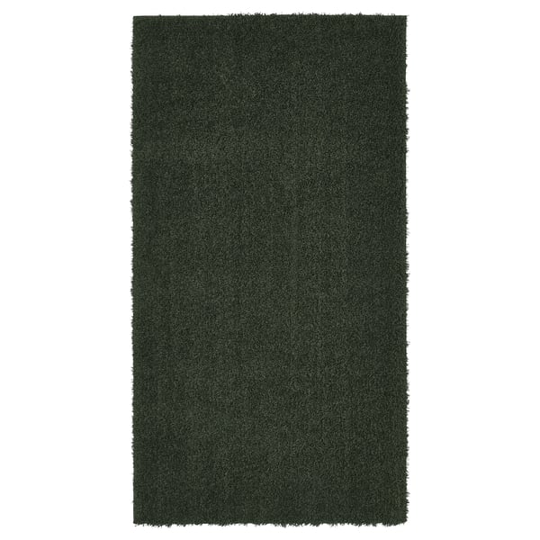 Large green rectangular VINDEBÄK rug with soft pile and anti-slip backing.