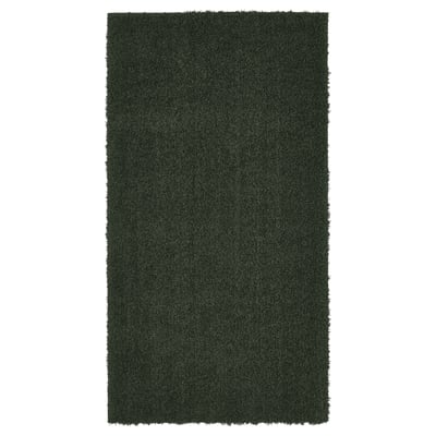 Large green rectangular VINDEBÄK rug with soft pile and anti-slip backing.
