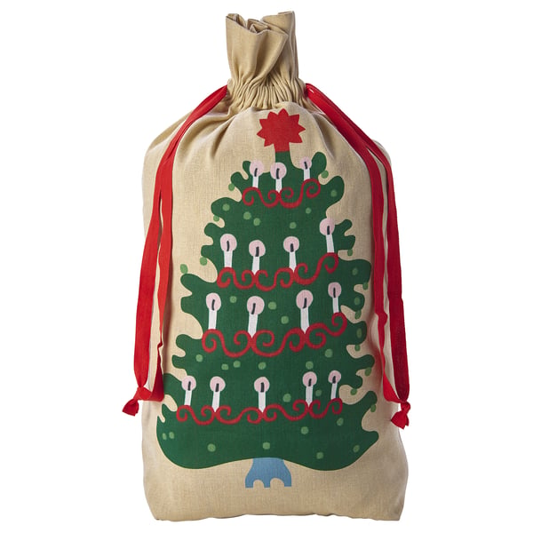 VINTERFINT Sack with string, Christmas pattern, 90x56 cm