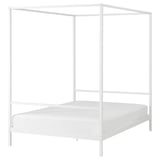 VITARNA white metal four-poster bed with modern design and sturdy structure.
