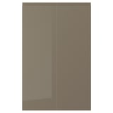 VOXTORP door in dark grey-brown gloss, sleek and modern. Rectangular shape with integrated handle. Made from fibreboard and melamine foil.