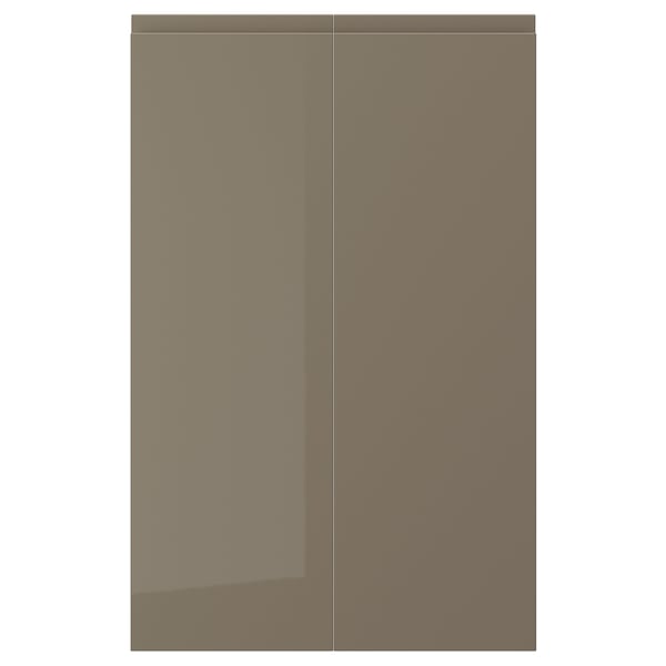VOXTORP door, brown, glossy, rectangular, sleek design, easy-clean, integrated handle.