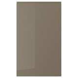 VOXTORP door, high-gloss dark grey-brown, sleek & modern, seamless handle, rectangular shape, smooth finish.