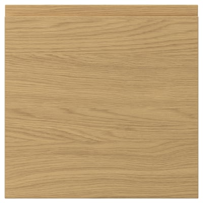 VOXTORP wooden panel, oak finish. Smooth surface, integrated handles, rectangular shape.