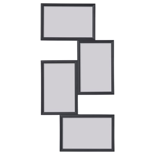 YLLEVAD photo frame set, black, rectangular, for vertical or horizontal hanging.