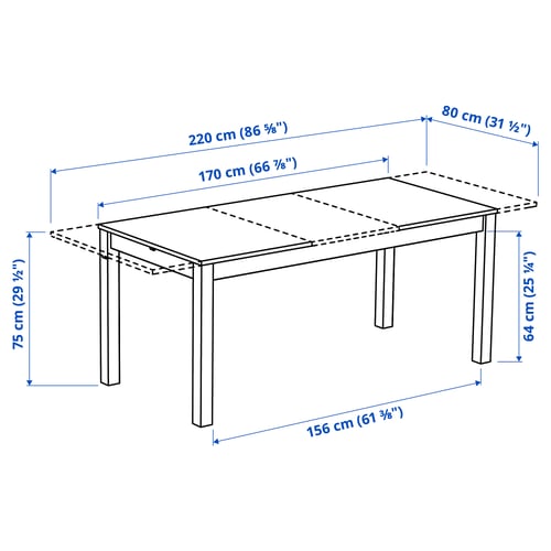 ÅLHULT שולחן נפתח, בז'/חום, 170/220x80 ס"מ