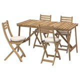 ASKHOLMEN שולחן+4 כיסאות מתקפלים, עץ השיטה/Frösön/Duvholmen בז', ‎143x75 ס"מ‏
