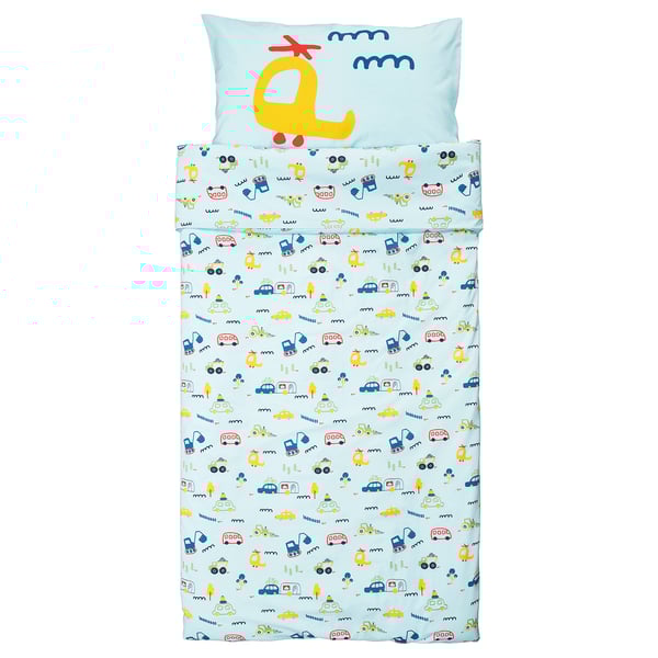 BARNDRÖM ציפה וציפית, כחול/דוגמת מכוניות, 150x200/50x70 ס"מ