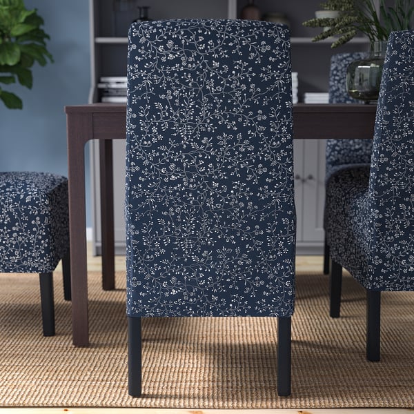 BERGMUND כיסא עם ריפוד באורך בינוני, שחור/Ryrane כחול כהה