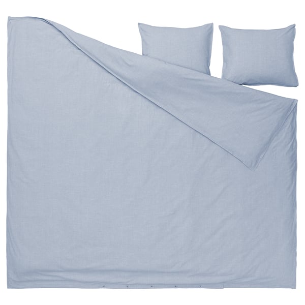 BERGPALM ציפה ו-2 ציפיות, כחול/מפוספס, 200x220/50x70 ס"מ