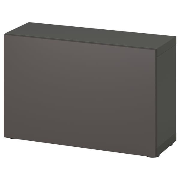 BESTÅ יחידת מדפים עם דלת, אפור כהה/Lappviken אפור כהה, ‎60x22x38 ס"מ‏