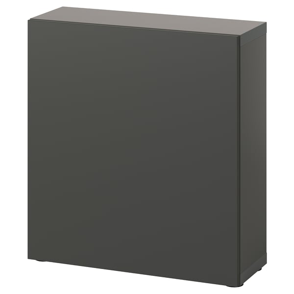 BESTÅ יחידת מדפים עם דלת, אפור כהה/Lappviken אפור כהה, 60x22x64 ס"מ
