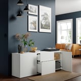 BESTÅ קומבינצית אחסון עם מגירות, לבן/Lappviken לבן, ‎180x42x65 ס"מ‏