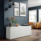 BESTÅ קומבינצית אחסון עם מגירות, לבן/Lappviken לבן, ‎180x42x65 ס"מ‏