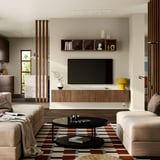 BESTÅ מעמד לטלוויזיה עם דלתות, לבן/Lappviken גוון אגוז, ‎240x42x38 ס"מ‏