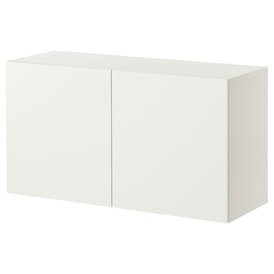 BESTÅ קומבינציית ארון לקיר, לבן/Lappviken לבן, ‎120x42x64 ס"מ‏
