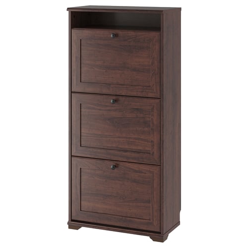 BRUSALI ארון נעליים עם 3 תאים, חום, 61x30x130 ס"מ
