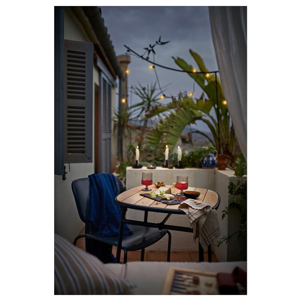 DUVSKÄR שולחן ו-2 כיסאות, לשימוש מחוץ לבית/שחור-כחול