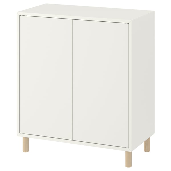 EKET קומבינצית ארון עם רגליים, לבן/עץ, ‎70x35x80 ס"מ‏