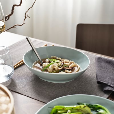 FORELLTETRA צלחת עמוקה, טורקיז/אפור, 21x19 ס"מ