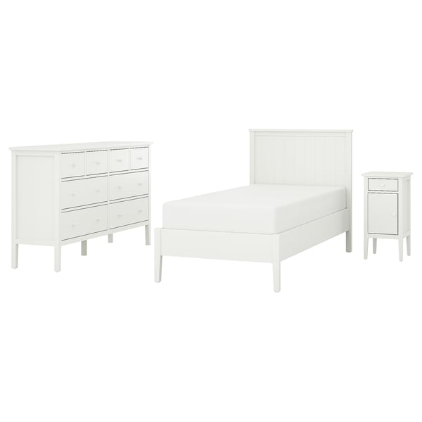 GULLABERG סט ריהוט לחדר שינה/3 חל, לבן, 90x200 ס"מ