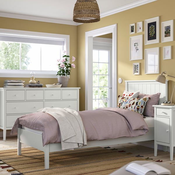 GULLABERG סט ריהוט לחדר שינה/3 חל, לבן, 90x200 ס"מ