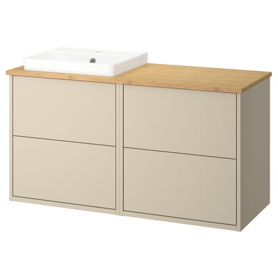 HAVBÄCK / ORRSJÖN ארון תחתון לכיור/כיור, בז'/במבוק, 122x49x71 ס"מ