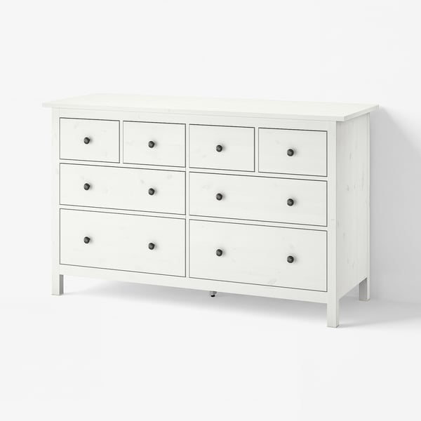 HEMNES שידת 8 מגירות, גוון לבן, 160x96 ס"מ