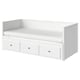 HEMNES מיטה נפתחת+3 מגיר/2 מזרנ, לבן/Åfjäll דרגת קשיחות גבוהה, ‎80x200 ס"מ‏