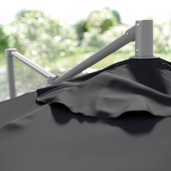 HISSÖ / IGGÖN שמשיית צד עם בסיס, שחור/אפור כהה, 300 ס"מ