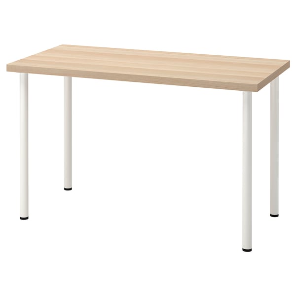 LAGKAPTEN / ADILS שולחן כתיבה, גוון אלון מולבן/לבן, 120x60 ס"מ