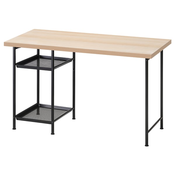 LAGKAPTEN / SPÄND שולחן כתיבה, גוון אלון מולבן/שחור, 120x60 ס"מ