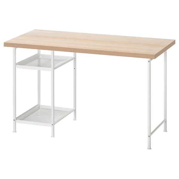 LAGKAPTEN / SPÄND שולחן כתיבה, גוון אלון מולבן/לבן, 120x60 ס"מ