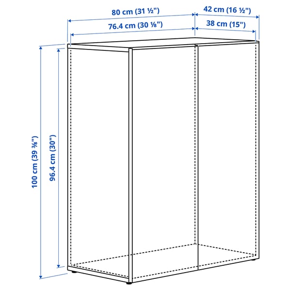 LASTARE מסגרת עם דלתות, לבן, 80x42x100 ס"מ
