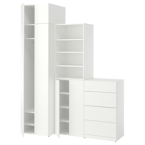LASTARE ארון בגדים, לבן/עם יחידת הגבהה, 180x62x237 ס"מ