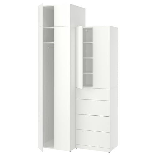 LASTARE ארון בגדים, לבן/עם יחידת הגבהה, 120x62x237 ס"מ