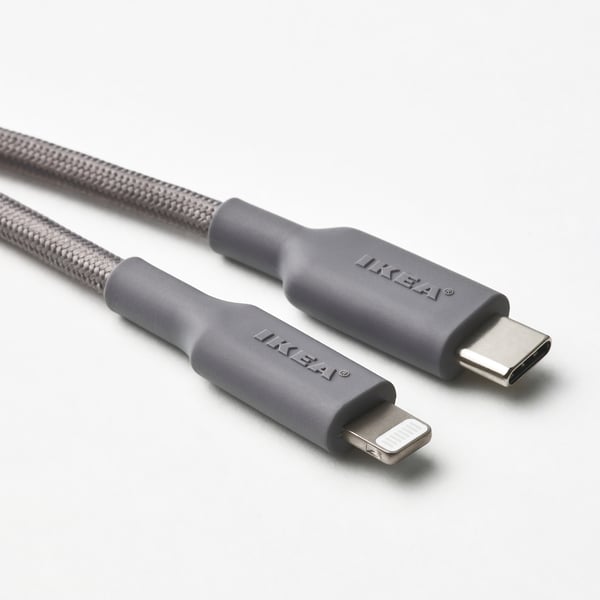 LILLHULT כבל חיבור USB C ל-lightning, אפור, 1.5 מ'