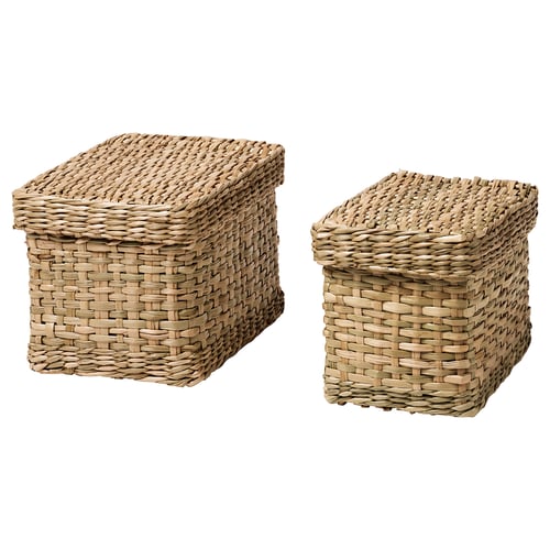 LURPASSA קופסה עם מכסה/2 יח', עשבי ים