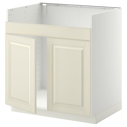 METOD ארון תחתון לכיור כפול HAVSEN, לבן/Bodbyn אוף-ווייט, 80x60 ס"מ