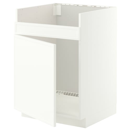METOD ארון תחתון לכיור יחיד HAVSEN, לבן/Aspudden לבן מט, 60x60 ס"מ