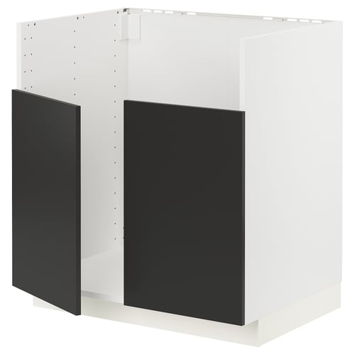 METOD ארון תחתון לכיור TALLSJÖN, לבן/Nickebo שחור מט, 80x60 ס"מ