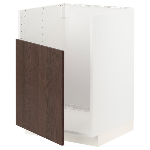 METOD ארון תחתון לכיור TALLSJÖN, לבן/Sinarp חום, 60x60 ס"מ