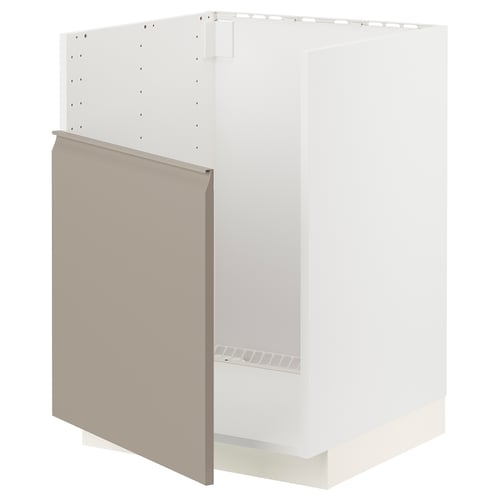 METOD ארון תחתון לכיור TALLSJÖN, לבן/Upplöv בז' כהה מט, 60x60 ס"מ